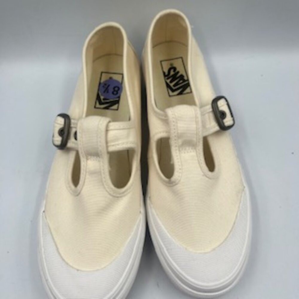 Vans Cream Slip-On Sneakers with Buckle - Picture 5 of 12